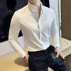 Camisas de hombre stant yakalı lüks gömlek erkekler için kaliteli camisa masculina streç ince fit erkek dr gömlekler resmi kıyafetler b2ik#