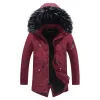winter New Mens Jackets Warm Fleece Lined Hooded Fur Collar Parkas Coat Male Fi Windproof Thick Cott Men Clothing T8wc#
