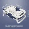 Folding Baby Bath Tub Portable Baby Shower Tubs With Temperature Sensing Non-slip Cushion born Bathtub Safe Kids Bathtub 240326