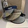 Women Sun vsior Cap Designer list pusta czapka Golf Hats Stripe Patchwork Słomka Sunhat Summer Oudoor Sport Caps