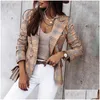 Costumes de femmes Blazers Femme Fashion Fashion Rainbow Collier narclé Cardigan Automne Spring Elegant Elegant Casual Long manchet de DH8AU