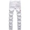 men Ripped Jeans White Black Stretch Slim Fit Spring Autumn Denim Pants Distred Hip Hop Streetwear Biker Jeans R5is#