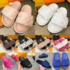 Designer Women Slippers Summer Black Beach Flat Sandals Couple Pool Pillow Casual Leather Mule Pads Easy to Wear Style Slippers Sunset Padded Front Strap Sandals