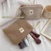Förvaringspåsar söt plysch resor kosmetisk läppstift väska kvinnor smink kit handväskor arrangör plånbok blyertsväskan påse