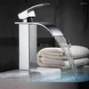 Bathroom Sink Faucets Accessories Faucet Waterfall Effluent /cold Water Tap Black For