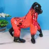 Sculptures Creative Painted Graffiti Colorful Gorilla Statue Creative Decorative Crafts Home Porch Wine Cabinet TV Cabinet Decoration Gift