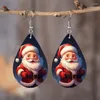 Boucles d'oreilles pendantes en bois pour femmes, 1 paire, dessin animé, larme de noël, mignon, père noël, élans, bijoux pour filles, cadeaux de l'année 2024