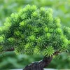 Decorative Flowers Lifelike Chinese Style Potted Pine Yard Artificial Bonsai Tree DIY Home Office Garden Fake Plant Table Decoration Living