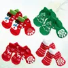 Vêtements pour chiens Chaussettes de Noël Hiver Non-Chiot Coton Protecteur Chaud Pack de 4 Taille de motif de bonhomme de neige