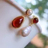 Dangle Earrings CSJ Elegant Natural FreshWater Baroque Pearl Sterling 925 Silver Garnet Handmade AB Style Jewelry For Women Party Gift