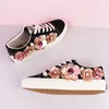 Casual Shoes For Autumn Women Sneakers 2024 Fashion Flat Breathable Canvas Platform Black Soft Footwears Sequin Flower