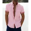 2023 Camisa de marca de lujo para hombres de verano Cuello de manga corta Ctrast Busin Work Dr Camisas de boda para hombres Blusa Tops d1S4 #