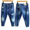 nuovo di alta qualità Fi Streetwear Jeans da uomo Moto Hip Hop Strappato Hole Slim Retro Comodo pantaloni in denim maschile 98Nf #