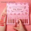 Lipgloss YOUNG VISION 12 Teile/satz Glasur Magnet Geschenkbox Set Matte Non Stick Cup Flüssiger Lippenstift