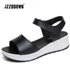 Sandalen Echt leer damessandalen platform witte sportschoenen 2018 zomer open teen mode hoge hakken H240328J8L0