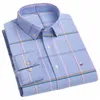 Męska koszulka Sleeved S ~ 7xl Plus Size Cott Oxford Classic Striped Flaid Light Luksusowa jakość Casual Men Odzież U0Q7#