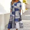 Casual Dresses Loose Dress Short Sleeves Crew Neck Sexy Party Floral Prints Beach Swing Woman Clothing Vestidos Para Mujer