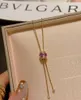 Pendants IFASHION Diamond Sweater Chain Pink Sapphire Necklace 18K Import Solid Yellow Real Gold Jewelry(AU750)Women Handmade