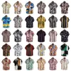 dopamine Dring Hommes Casual Manches courtes Fr Chemise Hawaïenne Menswear Patchwork Imprimer Col Rabattu Vêtements Loisirs S8QU #