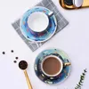 Cups Saucers Reflective Mirror Ceramic Cup Plate Set Creative Personality Trendy Couple Mug Home Coffee Cute Water Wedding Gift