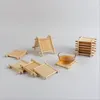 TEA TRAYS Saucers Coasters Kungfu Set Bamboo Woven Square Well Well Well Cups Ceremony Accessories Wholesale Vicory