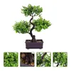 Decoratieve bloemen Home Decor Kunstmatige potplanten Desktopversieringen Nepbomen Groen Bonsai Rode ornamenten Kantoor