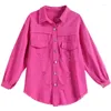 Blouses pour femmes veste de chemise en jean rose rose lâche pour femmes