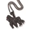 Pendant Necklaces Hip Hop CZ Stone Paved Bling Iced Out Gorilla Animal Pendants For Men Rapper Jewelry Black Gold Silver ColorPend292E