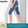 plus Size Skinny Capris Jean Women Female Stretch Knee Length Denim Trouser Shorts Pants Women High Waist Summer Jeans For Girls H96v#