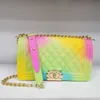 24% OFF Designer bag 2024 Handbags womens fashion Lingge single shoulder chain colorful diagonal jelly