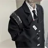 Mężczyźni Nisza metalowa klamra streetwear Fi Hip Hop Loose Casual Suit Blazer Kurtka na ramię Koreańska trend płaszcz Blazer Man C8yo#