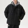 S-3xl Plus size uomini inverno giacca calda cappotto con cappuccio cappotto coreano streetwear lg maniche finte due pezzi man inverno jaket 74fj#