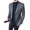 Hohe Qualität Grau Blazer Männer Fi 2020 Neue Herren Formale Tragen Blazer Jacke Männer Slim Fit Casual Gestreiften Anzüge Mantel 4XL-M 84X5 #