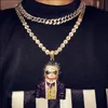 Fashion Iced Out Large Cartoon Clown Cosplay Pendant Necklace Mens Hip Hop Necklace Jewelry 76cm Gold Cuban Chain For Men Women241A