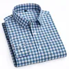 Luxury Hight-Qulity100%Cotton Long-Sleeve Shirts For Men Casual Plain Plaid Shirt Houndstooth Office Clothes Artiklar 240320