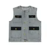 Houzhou Mens 세트화물 데님 2 조각 의상 남성 패치웨어 청바지 바지 팬츠 Vests 민소매 캐주얼 한국 스트리트웨어 힙합 240318