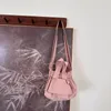 Drawstring Cute Ruched Hobos Canvas Bag Designer Candy Color Women Shoulder Crossbody Mini Handbags Casual Shopper Purses For Girls