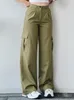 Y2K Femmes Vintage Cargo Pantalon Streetwear Techwear Coréen Harajuku Parachute Pantalon Beige Pantalon de survêtement à jambes larges Pantalon de jogging W9oK #
