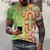 Męskie koszule T-Kolorowa barwnik 3D T-shirt moda moda z krótkim rękawem 11-anienowe harajuku streetwear chłopięce koszulki dla dzieci topy