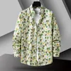 wit Lg-mouwen Cott Shirt heren Single-breasted Vierkante Kraag Zwart Bedrukte Shirts Fi Casual Tops Camisa Mannelijke Chemise 942U #