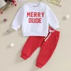 Kleidungssets Kleinkind Jungen Weihnachtsoutfit Kleinkind Babykostüm Briefdruck Langarm Sweatshirts Tops Hose Kleidung