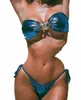 24 year hot selling strapl split bikini blue glossy gold starfish swimsuit for women L7la#