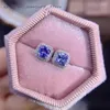 Orecchini a bottone in argento 925 alla moda, bellissimi gioielli da donna intarsiati con tanzanite naturale, accessori da sposa personalizzabili