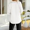 Blusas femininas camisa de cetim roupas de luxo camisas de seda blusa vintage com gola sob medida manga longa topos para mulher 2024