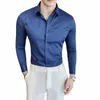 Camicia da uomo casual elasticizzata in fibra di bambù manica Lg Dr Camicie Pocketl Camicia da ufficio formale da lavoro standard-fit di facile manutenzione u6fm #