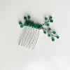 Barrettes à cheveux Barrettes Couleur verte Femmes Peignes en cristal Bijoux Accessoires Tête Décoration Ornement Diadème de mariée fait à la main Drop Livraison Ot7Uc