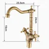 Bathroom Sink Faucets Uythner Antique Brass Faucet Dual Crossed Handles Mixer Tap