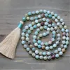 Outros pingentes 8mm Natural Amazonita Gemstone 108 Beads Tassel Mala Colar Abençoe Chakra Pulseira Lucky Uni Budismo Cura Gota de Otmfu