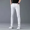 White Black Classic Stretch Skinny Jeans Good Quality Men Slim Fit Denim Casual Trousers Fi Men Cott Elastic Pencil Pants V4BN#