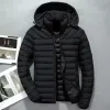 POLDING SLIM FIT MAN POLLED COER HOUDED DOWN JACKES FÖR MÄN Lätt Puffer Parkas Kort avslappnad i Promoti Winter Clothes Z09x#